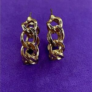 Classic 14k Gold Plated Chain Link Hoop Earrings
